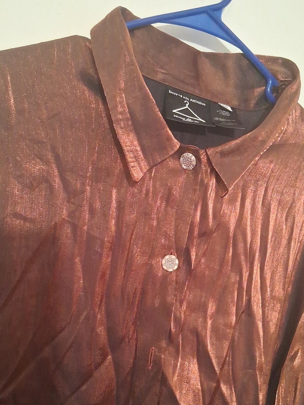 Men's Metallic Copper Button-Down Shirt by St. Anthony